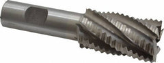 Interstate - 1-1/8" Diam, Coarse Pitch, 2" LOC, 6 Flute Cobalt Roughing Square End Mill - Uncoated, 4-1/4" OAL, 3/4" Shank Diam, Single End - Eagle Tool & Supply
