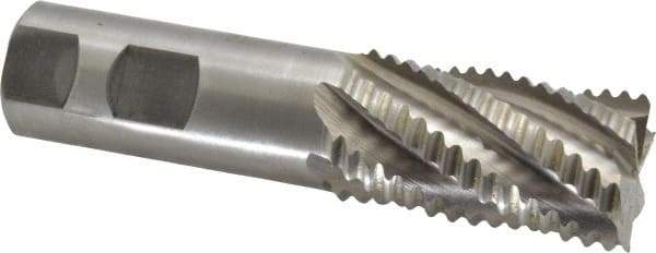 Interstate - 1-1/8" Diam, Coarse Pitch, 2" LOC, 6 Flute Cobalt Roughing Square End Mill - Uncoated, 4-1/2" OAL, 1" Shank Diam, Single End - Eagle Tool & Supply
