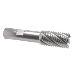 Interstate - 1-1/4" Diam, Coarse Pitch, 2" LOC, 6 Flute Cobalt Roughing Square End Mill - Uncoated, 4-1/4" OAL, 3/4" Shank Diam, Single End - Eagle Tool & Supply