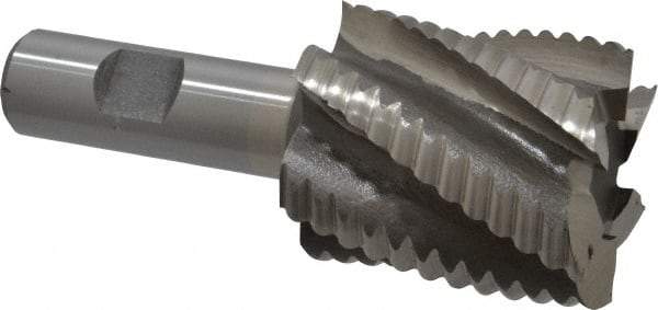 Interstate - 1-3/4" Diam, Coarse Pitch, 2" LOC, 6 Flute Cobalt Roughing Square End Mill - Uncoated, 4-1/4" OAL, 3/4" Shank Diam, Single End - Eagle Tool & Supply