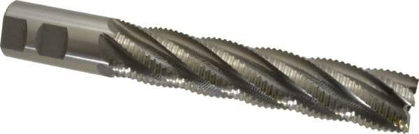 Interstate - 1-1/4" Diam, Coarse Pitch, 6" LOC, 6 Flute Cobalt Roughing Square End Mill - Uncoated, 8-1/2" OAL, 1-1/4" Shank Diam, Single End - Eagle Tool & Supply