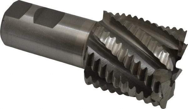 Interstate - 2" Diam, Coarse Pitch, 2" LOC, 8 Flute Cobalt Roughing Square End Mill - Uncoated, 4-1/2" OAL, 1-1/4" Shank Diam, Single End - Eagle Tool & Supply
