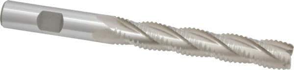 Interstate - 1/2" Diam, Coarse Pitch, 3" LOC, 4 Flute Cobalt Roughing Square End Mill - Uncoated, 5" OAL, 1/2" Shank Diam, Single End - Eagle Tool & Supply