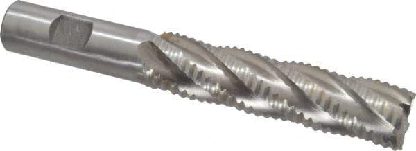 Interstate - 7/8" Diam, Coarse Pitch, 3-1/2" LOC, 5 Flute Cobalt Roughing Square End Mill - Uncoated, 5-3/4" OAL, 3/4" Shank Diam, Single End - Eagle Tool & Supply