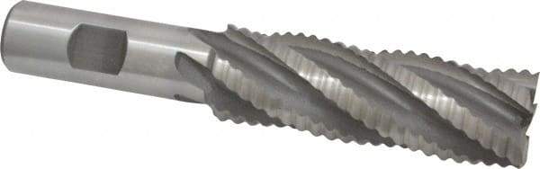 Interstate - 1" Diam, Coarse Pitch, 3" LOC, 5 Flute Cobalt Roughing Square End Mill - Uncoated, 5-1/4" OAL, 3/4" Shank Diam, Single End - Eagle Tool & Supply