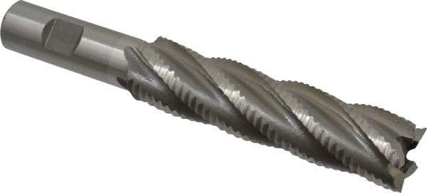 Interstate - 1" Diam, Coarse Pitch, 4" LOC, 5 Flute Cobalt Roughing Square End Mill - Uncoated, 6-1/4" OAL, 3/4" Shank Diam, Single End - Eagle Tool & Supply