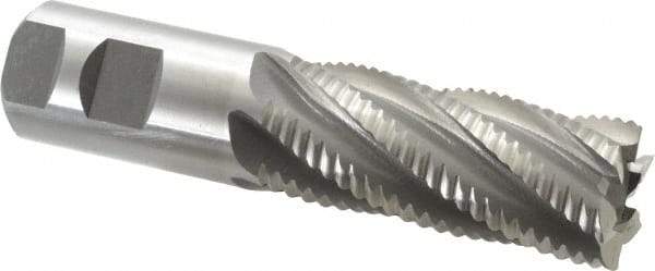 Interstate - 1-1/4" Diam, Coarse Pitch, 3" LOC, 6 Flute Cobalt Roughing Square End Mill - Uncoated, 5-1/2" OAL, 1-1/4" Shank Diam, Single End - Eagle Tool & Supply