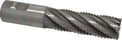 Interstate - 1-1/4" Diam, Coarse Pitch, 4" LOC, 6 Flute Cobalt Roughing Square End Mill - Uncoated, 6-1/2" OAL, 1-1/4" Shank Diam, Single End - Eagle Tool & Supply