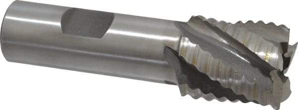 Interstate - 1" Diam, Coarse Pitch, 1-1/8" LOC, 5 Flute Cobalt Roughing Square End Mill - Uncoated, 3-3/8" OAL, 3/4" Shank Diam, Single End - Eagle Tool & Supply