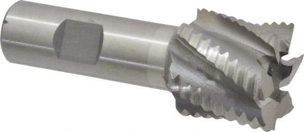 Interstate - 1-1/4" Diam, Coarse Pitch, 1-1/8" LOC, 6 Flute Cobalt Roughing Square End Mill - Uncoated, 3-3/8" OAL, 3/4" Shank Diam, Single End - Eagle Tool & Supply