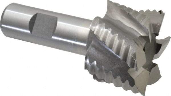 Interstate - 1-3/4" Diam, Coarse Pitch, 1-1/8" LOC, 6 Flute Cobalt Roughing Square End Mill - Uncoated, 3-3/8" OAL, 3/4" Shank Diam, Single End - Eagle Tool & Supply