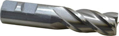 Interstate - 7/8", 1-7/8" LOC, 7/8" Shank Diam, 4-1/8" OAL, 4 Flute, High Speed Steel Square End Mill - Single End, Uncoated, Spiral Flute, 30° Helix, Centercutting, Right Hand Cut, Right Hand Flute - Eagle Tool & Supply