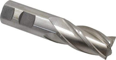 Interstate - 1", 2" LOC, 1" Shank Diam, 4-1/2" OAL, 4 Flute, High Speed Steel Square End Mill - Single End, Uncoated, Spiral Flute, 30° Helix, Centercutting, Right Hand Cut, Right Hand Flute - Eagle Tool & Supply