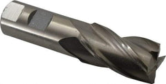 Interstate - 1-1/8", 2" LOC, 1" Shank Diam, 4-1/2" OAL, 4 Flute, High Speed Steel Square End Mill - Single End, Uncoated, Spiral Flute, 30° Helix, Centercutting, Right Hand Cut, Right Hand Flute - Eagle Tool & Supply