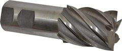 Interstate - 1-1/2", 2" LOC, 1-1/4" Shank Diam, 4-1/2" OAL, 6 Flute, High Speed Steel Square End Mill - Single End, Uncoated, Spiral Flute, 30° Helix, Centercutting, Right Hand Cut, Right Hand Flute - Eagle Tool & Supply