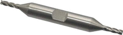 Interstate - 1/8", 3/8" LOC, 3/8" Shank Diam, 3-1/16" OAL, 4 Flute, High Speed Steel Square End Mill - Double End, Uncoated, Spiral Flute, 30° Helix, Centercutting, Right Hand Cut, Right Hand Flute - Eagle Tool & Supply
