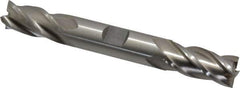Interstate - 5/8", 1-3/8" LOC, 5/8" Shank Diam, 5" OAL, 4 Flute, High Speed Steel Square End Mill - Double End, Uncoated, Spiral Flute, 30° Helix, Centercutting, Right Hand Cut, Right Hand Flute - Eagle Tool & Supply