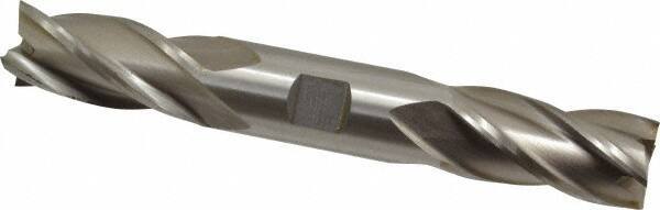 Interstate - 7/8", 1-7/8" LOC, 7/8" Shank Diam, 6-1/8" OAL, 4 Flute, High Speed Steel Square End Mill - Double End, Uncoated, Spiral Flute, 30° Helix, Centercutting, Right Hand Cut, Right Hand Flute - Eagle Tool & Supply