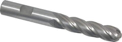 Interstate - 1/2" Diam, 2" LOC, 4 Flute High Speed Steel Ball End Mill - Uncoated, Single End, 4" OAL, 1/2" Shank Diam, Spiral Flute - Eagle Tool & Supply