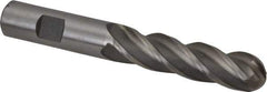 Interstate - 5/8" Diam, 2-1/2" LOC, 4 Flute High Speed Steel Ball End Mill - Uncoated, Single End, 4-5/8" OAL, 5/8" Shank Diam, Spiral Flute - Eagle Tool & Supply