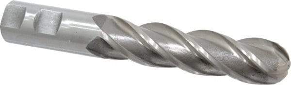Interstate - 1" Diam, 4" LOC, 4 Flute High Speed Steel Ball End Mill - Uncoated, Single End, 6-1/2" OAL, 1" Shank Diam, Spiral Flute - Eagle Tool & Supply
