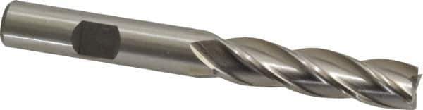 Interstate - 3/8", 1-1/2" LOC, 3/8" Shank Diam, 3-1/4" OAL, 4 Flute, High Speed Steel Square End Mill - Single End, Uncoated, Spiral Flute, 30° Helix, Centercutting, Right Hand Cut, Right Hand Flute - Eagle Tool & Supply