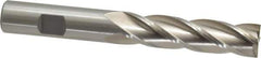Interstate - 5/8", 2-1/2" LOC, 5/8" Shank Diam, 4-5/8" OAL, 4 Flute, High Speed Steel Square End Mill - Single End, Uncoated, Spiral Flute, 30° Helix, Centercutting, Right Hand Cut, Right Hand Flute - Eagle Tool & Supply