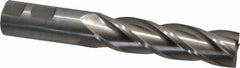 Interstate - 7/8", 3-1/2" LOC, 7/8" Shank Diam, 5-3/4" OAL, 4 Flute, High Speed Steel Square End Mill - Single End, Uncoated, Spiral Flute, 30° Helix, Centercutting, Right Hand Cut, Right Hand Flute - Eagle Tool & Supply