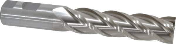 Interstate - 1", 4" LOC, 1" Shank Diam, 6-1/2" OAL, 4 Flute, High Speed Steel Square End Mill - Single End, Uncoated, Spiral Flute, 30° Helix, Centercutting, Right Hand Cut, Right Hand Flute - Eagle Tool & Supply
