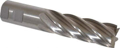 Interstate - 1-1/4", 4" LOC, 1-1/4" Shank Diam, 6-1/2" OAL, 6 Flute, High Speed Steel Square End Mill - Single End, Uncoated, Spiral Flute, 30° Helix, Centercutting, Right Hand Cut, Right Hand Flute - Eagle Tool & Supply