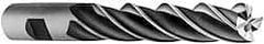 Interstate - 1-1/4", 6" LOC, 1-1/4" Shank Diam, 8-1/2" OAL, 6 Flute, High Speed Steel Square End Mill - Single End, Uncoated, Spiral Flute, 30° Helix, Centercutting, Right Hand Cut, Right Hand Flute - Eagle Tool & Supply