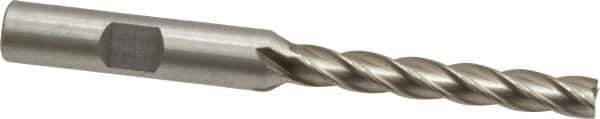 Interstate - 1/4", 1-3/4" LOC, 3/8" Shank Diam, 3-1/2" OAL, 4 Flute, High Speed Steel Square End Mill - Single End, Uncoated, Spiral Flute, 30° Helix, Centercutting, Right Hand Cut, Right Hand Flute - Eagle Tool & Supply