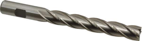 Interstate - 5/8", 4" LOC, 5/8" Shank Diam, 6-1/8" OAL, 4 Flute, High Speed Steel Square End Mill - Single End, Uncoated, Spiral Flute, 30° Helix, Centercutting, Right Hand Cut, Right Hand Flute - Eagle Tool & Supply