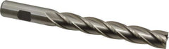 Interstate - 5/8", 4" LOC, 5/8" Shank Diam, 6-1/8" OAL, 4 Flute, High Speed Steel Square End Mill - Single End, Uncoated, Spiral Flute, 30° Helix, Centercutting, Right Hand Cut, Right Hand Flute - Eagle Tool & Supply
