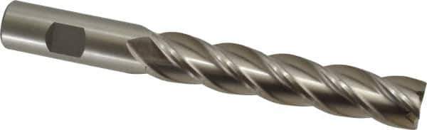 Interstate - 3/4", 4" LOC, 3/4" Shank Diam, 6-1/4" OAL, 4 Flute, High Speed Steel Square End Mill - Single End, Uncoated, Spiral Flute, 30° Helix, Centercutting, Right Hand Cut, Right Hand Flute - Eagle Tool & Supply