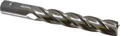 Interstate - 7/8", 5" LOC, 7/8" Shank Diam, 7-1/4" OAL, 4 Flute, High Speed Steel Square End Mill - Single End, Uncoated, Spiral Flute, 30° Helix, Centercutting, Right Hand Cut, Right Hand Flute - Eagle Tool & Supply