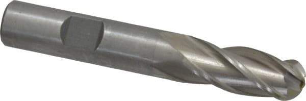 Interstate - 1/2" Diam, 1-1/4" LOC, 4 Flute High Speed Steel Ball End Mill - Uncoated, Single End, 3-1/4" OAL, 1/2" Shank Diam, Spiral Flute - Eagle Tool & Supply