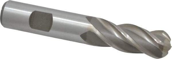 Interstate - 5/8" Diam, 1-5/8" LOC, 4 Flute High Speed Steel Ball End Mill - Uncoated, Single End, 3-3/4" OAL, 5/8" Shank Diam, Spiral Flute - Eagle Tool & Supply
