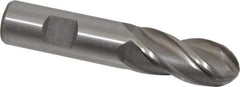 Interstate - 3/4" Diam, 1-5/8" LOC, 4 Flute High Speed Steel Ball End Mill - Uncoated, Single End, 3-7/8" OAL, 3/4" Shank Diam, Spiral Flute - Eagle Tool & Supply