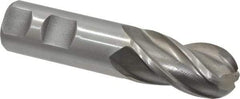 Interstate - 1" Diam, 2" LOC, 4 Flute High Speed Steel Ball End Mill - Uncoated, Single End, 4-1/2" OAL, 1" Shank Diam, Spiral Flute - Eagle Tool & Supply