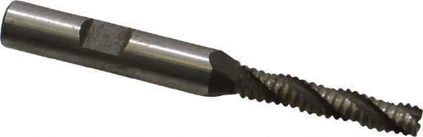 Interstate - 1/4" Diam, Coarse Pitch, 1-3/8" LOC, 3 Flute Cobalt Roughing Square End Mill - Uncoated, 3-1/8" OAL, 3/8" Shank Diam, Single End, Centercutting - Eagle Tool & Supply