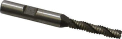 Interstate - 1/4" Diam, Coarse Pitch, 1-3/8" LOC, 3 Flute Cobalt Roughing Square End Mill - Uncoated, 3-1/8" OAL, 3/8" Shank Diam, Single End, Centercutting - Eagle Tool & Supply