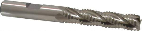 Interstate - 3/8" Diam, Coarse Pitch, 1-5/8" LOC, 4 Flute Cobalt Roughing Square End Mill - Uncoated, 3-3/16" OAL, 3/8" Shank Diam, Single End, Centercutting - Eagle Tool & Supply
