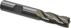 Interstate - 1/2" Diam, Coarse Pitch, 1-1/4" LOC, 4 Flute Cobalt Roughing Square End Mill - Uncoated, 3-1/4" OAL, 1/2" Shank Diam, Single End, Centercutting - Eagle Tool & Supply