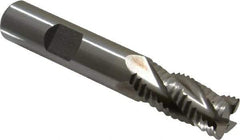Interstate - 1/2" Diam, Coarse Pitch, 1" LOC, 4 Flute Cobalt Roughing Square End Mill - Uncoated, 3" OAL, 1/2" Shank Diam, Single End, Centercutting - Eagle Tool & Supply