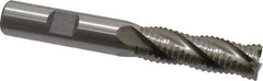Interstate - 1/2" Diam, Coarse Pitch, 1-5/8" LOC, 4 Flute Cobalt Roughing Square End Mill - Uncoated, 3-5/8" OAL, 1/2" Shank Diam, Single End, Centercutting - Eagle Tool & Supply