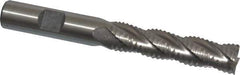 Interstate - 1/2" Diam, Coarse Pitch, 2" LOC, 4 Flute Cobalt Roughing Square End Mill - Uncoated, 4" OAL, 1/2" Shank Diam, Single End, Centercutting - Eagle Tool & Supply