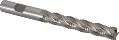 Interstate - 1/2" Diam, Coarse Pitch, 3" LOC, 4 Flute Cobalt Roughing Square End Mill - Uncoated, 5" OAL, 1/2" Shank Diam, Single End, Centercutting - Eagle Tool & Supply