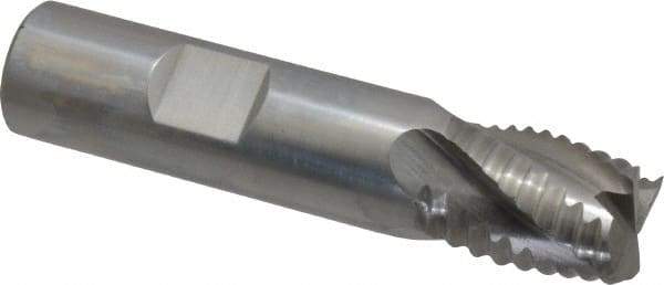 Interstate - 5/8" Diam, Coarse Pitch, 3/4" LOC, 4 Flute Cobalt Roughing Square End Mill - Uncoated, 2-7/8" OAL, 5/8" Shank Diam, Single End, Centercutting - Eagle Tool & Supply