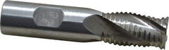 Interstate - 3/4" Diam, Coarse Pitch, 1-1/4" LOC, 4 Flute Cobalt Roughing Square End Mill - Uncoated, 3-1/2" OAL, 3/4" Shank Diam, Single End, Centercutting - Eagle Tool & Supply